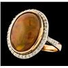 Image 1 : 14KT Rose Gold 8.56ct Opal and Diamond Ring