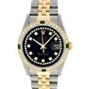 Image 1 : Rolex Mens Two Tone 14KT Yellow Gold Emerald and Diamond Datejust Wristwatch