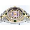 Image 3 : Rolex Ladies Two Tone 14KT Yellow Gold Emerald and Diamond Datejust Wristwatch