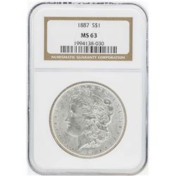 1887 $1 Morgan Silver Dollar Coin NGC MS63