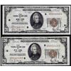 Image 1 : Lot of (2) 1929 $20 Federal Reserve Bank of New York National Currency Notes