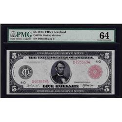 1914 $5 Federal Reserve Note Red Seal Fr. 835a PMG Choice Uncirculated 64