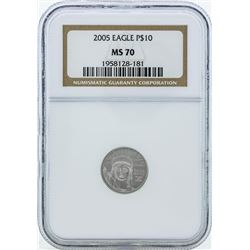 2005 $10 American Platinum Eagle Coin NGC MS70