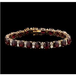 14KT Rose Gold 35.18ctw Ruby and Diamond Bracelet