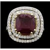 Image 1 : 14KT Yellow Gold 8.27ct Ruby and Diamond Ring