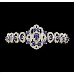 SILVER 5.21ctw Tanzanite and Diamond Bracelet