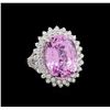 Image 2 : 14KT White Gold 22.47ct Kunzite and Diamond Ring