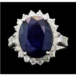 14KT White Gold 8.57ct Sapphire and Diamond Ring