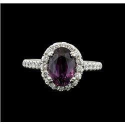 14KT White Gold 2.66ct GIA Certified Purple Sapphire and Diamond Ring