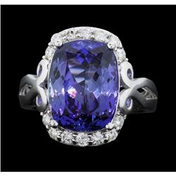 Platinum 8.95ct GIA Certified Tanzanite and Diamond Ring