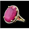 Image 2 : 14KT Yellow Gold 16.29ct Ruby and Diamond Ring