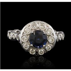 18KT White Gold 1.57ct Blue Sapphire and Diamond Ring