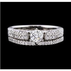 18KT White Gold 0.90ctw Diamond Wedding Band and Ring