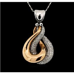 14KT Two Tone Gold 1.20ctw Diamond Pendant with Chain