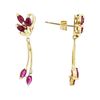 Image 2 : 14KT Yellow Gold 1.00ctw Ruby and Diamond Dangle Earrings