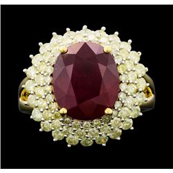 14KT Yellow Gold 7.42ct Ruby and Diamond Ring