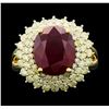 Image 1 : 14KT Yellow Gold 7.42ct Ruby and Diamond Ring