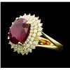 Image 2 : 14KT Yellow Gold 7.42ct Ruby and Diamond Ring