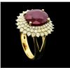 Image 4 : 14KT Yellow Gold 7.42ct Ruby and Diamond Ring