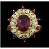 Image 1 : 14KT Yellow Gold 3.87ctw Ruby and Diamond Ring