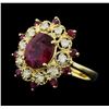 Image 2 : 14KT Yellow Gold 3.87ctw Ruby and Diamond Ring