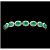 Image 1 : 14KT White Gold 10.63ctw Emerald and Diamond Bracelet