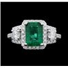 Image 1 : Platinum 2.34ct Emerald and Diamond Ring