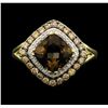 Image 1 : 14KT Yellow Gold 2.00ct Smokey Quartz and Diamond Ring