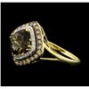 Image 2 : 14KT Yellow Gold 2.00ct Smokey Quartz and Diamond Ring