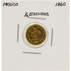 1860 Mexico 1/2 Escudo Gold Coin