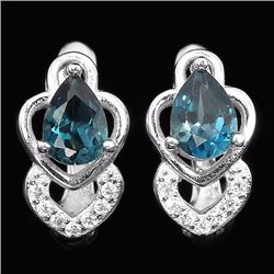 Natural London Blue Topaz Earrings