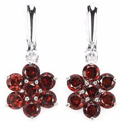 NATURAL DARK ORANGE RED GARNET EARRINGS