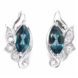 Natural  London Blue Topaz Earrings