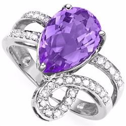 Stunning Natural Amethyst & Diamond Ring