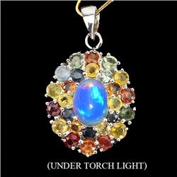 Natural Fancy Sapphire & Opal Pendant