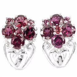 Natural Rhodolite Garnet Earrings