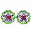 Image 1 : Natural RUBY SAPPHIRE & CHROME DIOPSIDE Earrings