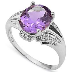 Natural Amethyst & Diamond Ring