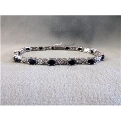7.2 CT Sapphire & Diamond Tennis Bracelet