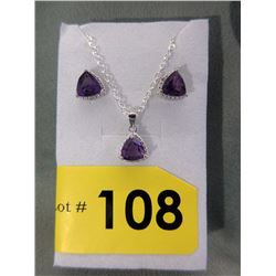 New Amethyst & Diamond Necklace & Earring Set