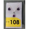 Image 1 : New Amethyst & Diamond Necklace & Earring Set