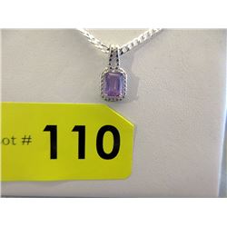 Amethyst & Diamond Pendant & Chain