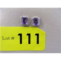 New 2 CT Amethyst & Diamond Earrings