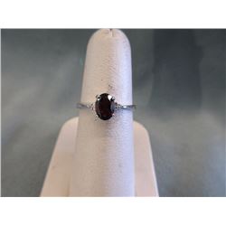 Garnet & Diamond Solitaire Ring