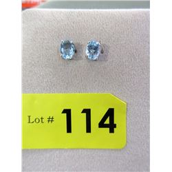 New 3 CT Oval Cut Blue Topaz Earrings