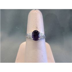 Amethyst & Diamond Solitaire Ring