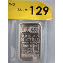 1 Oz. .999 Fine Silver Johnson Matthey Bar
