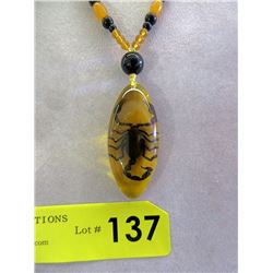 Resin Bead Necklace with Scorpion Pendant