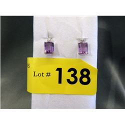 New Emerald Cut Amethyst Earrings