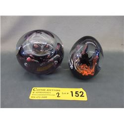 2 Art Glass Paperweights
